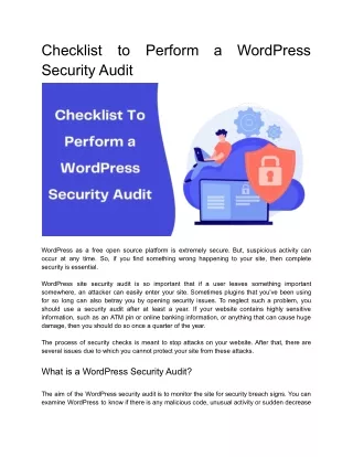Checklist to Perform a WordPress Security Audit