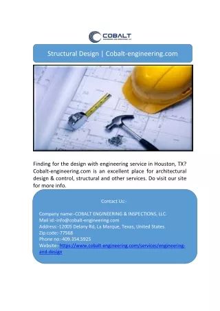 Structural Design | Cobalt-engineering.com