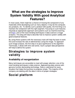 what are the strategies to improve system