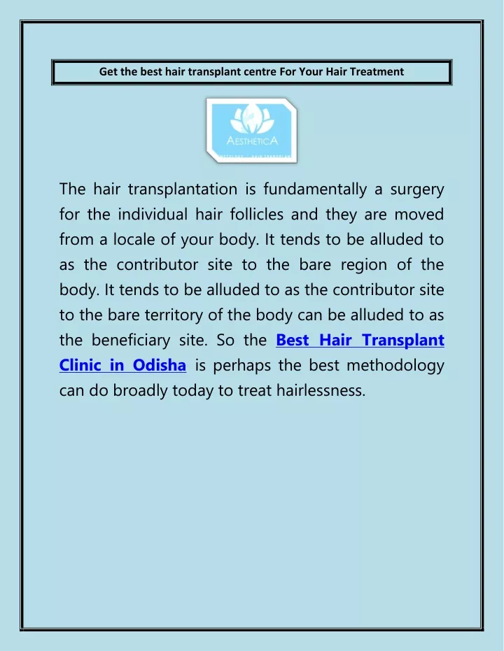 get the best hair transplant centre for your hair