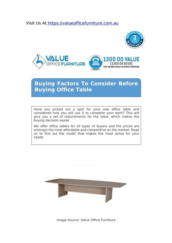 Buying Factors To Consider Before Buying Office Table - Value Office Furniture