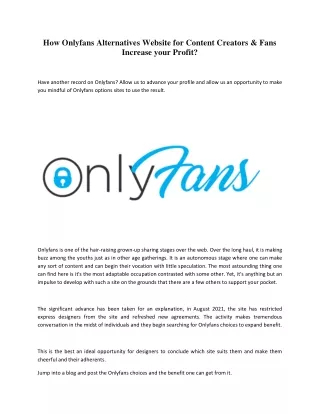 How Onlyfans Alternatives Website for Content Creators & Fans Increase your Prof