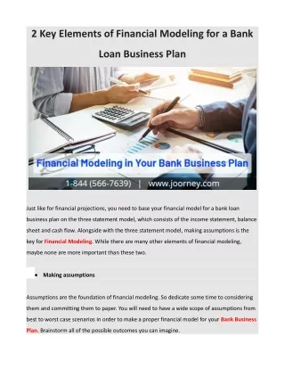 2 Key Elements of Financial Modeling for a Bank Loan Business Plan