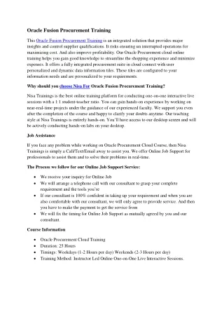 oracle fusion procurement training