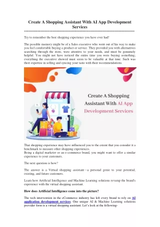 create a shopping assistant with