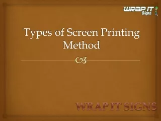 Types of Screen Printing Method