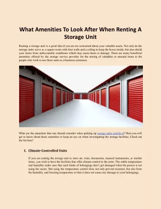 what amenities to look after when renting