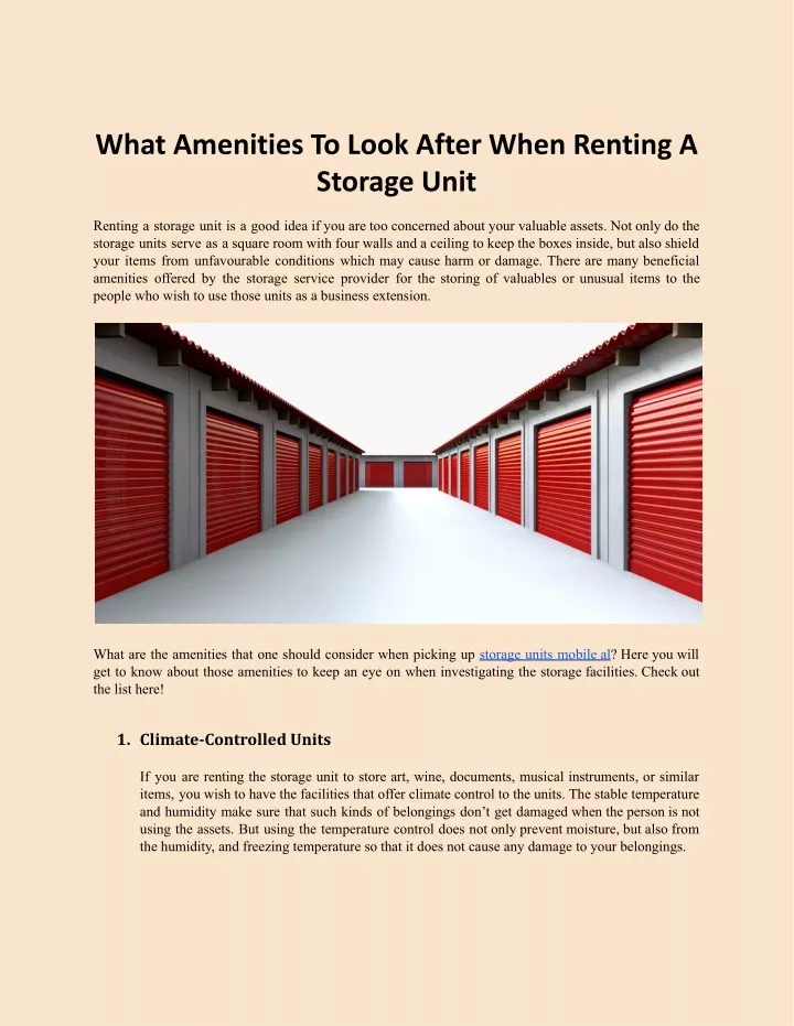 what amenities to look after when renting