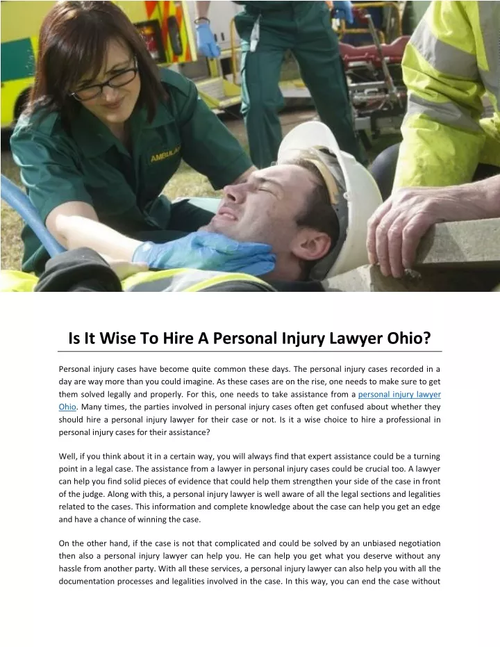 is it wise to hire a personal injury lawyer ohio