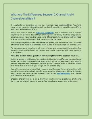 what are the differences between 2 channel