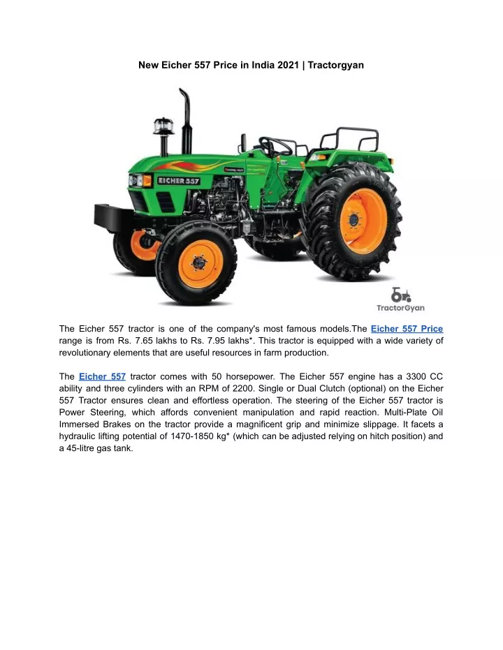 new eicher 557 price in india 2021 tractorgyan