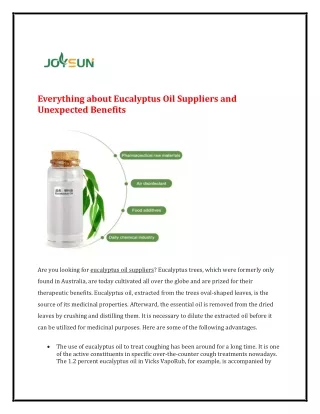 Everything About Eucalyptus Oil Suppliers And Unexpected Benefits