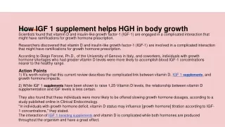How IGF 1 supplement helps HGH in body growth