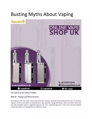 BUSTING MYTHS ABOUT VAPING