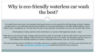 Why is eco-friendly waterless car wash the best