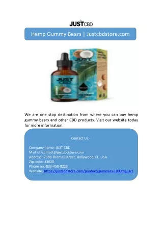 hemp gummy bears justcbdstore com