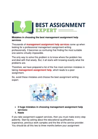 Mistakes in choosing the best management assignment help services