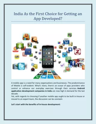 India As the First Choice for Getting an App Developed