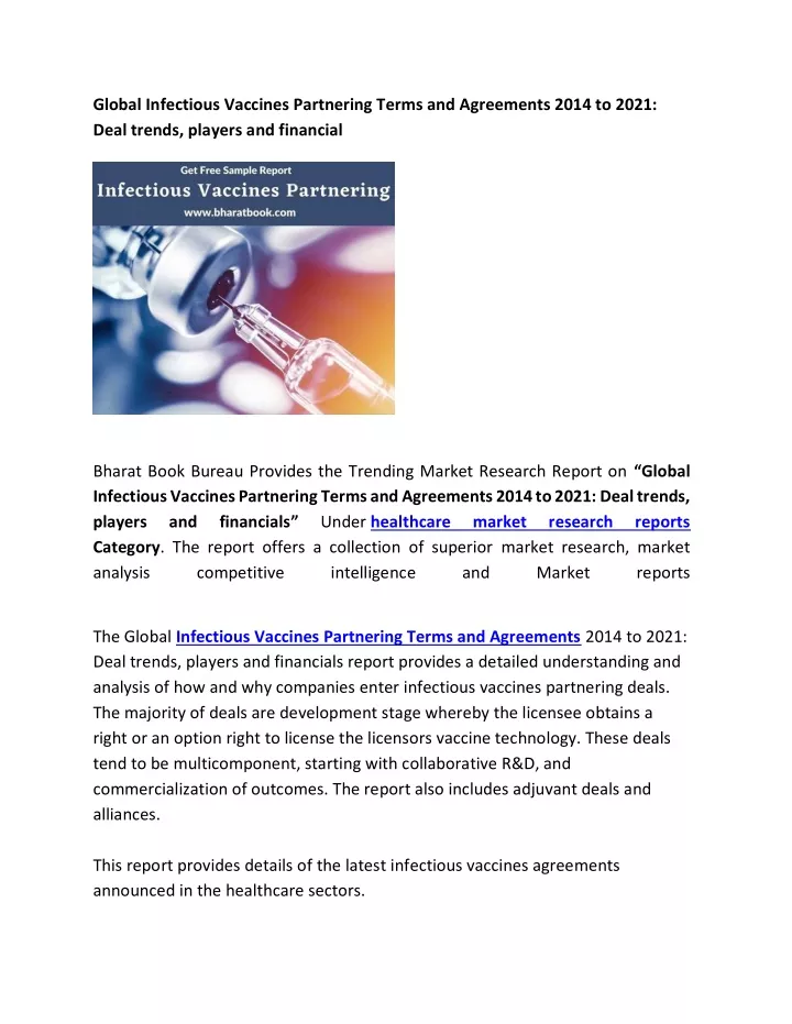 global infectious vaccines partnering terms