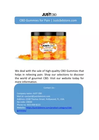 cbd gummies for pain justcbdstore com