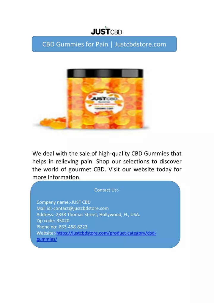 cbd gummies for pain justcbdstore com