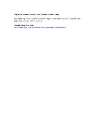 top virtual personal assistant hire personal