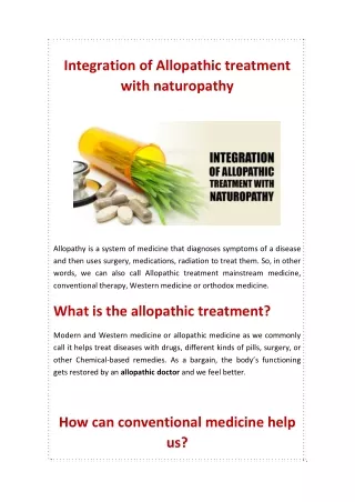 Integration of Allopathic treatment with naturopathy