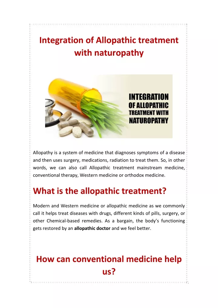 integration of allopathic treatment with