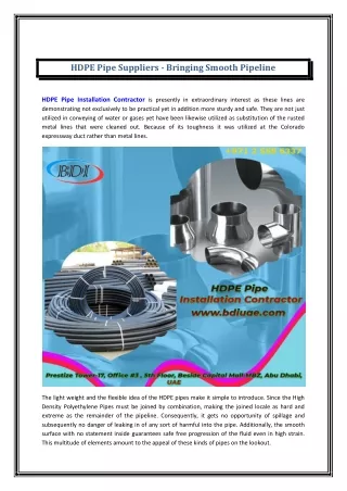 hdpe pipe suppliers bringing smooth pipeline