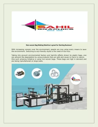 Non woven Bag Making Machine is great for Starting Business!