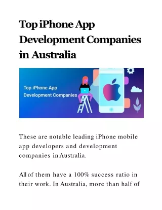 Top iPhone App Development Companies in Australia