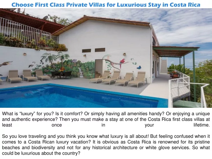 choose first class private villas for luxurious