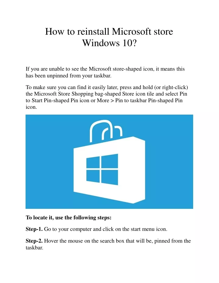 how to reinstall microsoft store windows 10