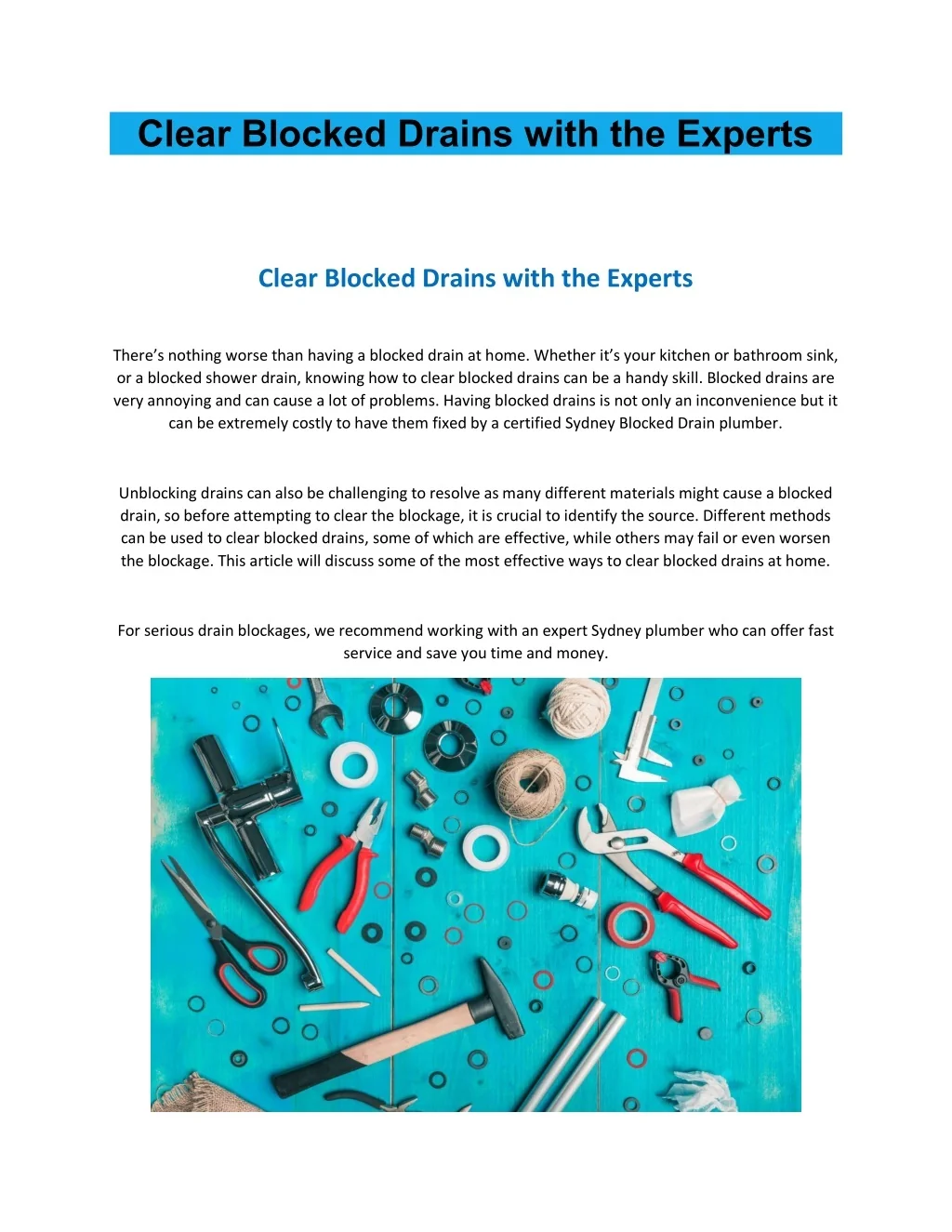 PPT - Clear Blocked Drains with the Experts PowerPoint Presentation ...