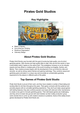 pirates gold studios