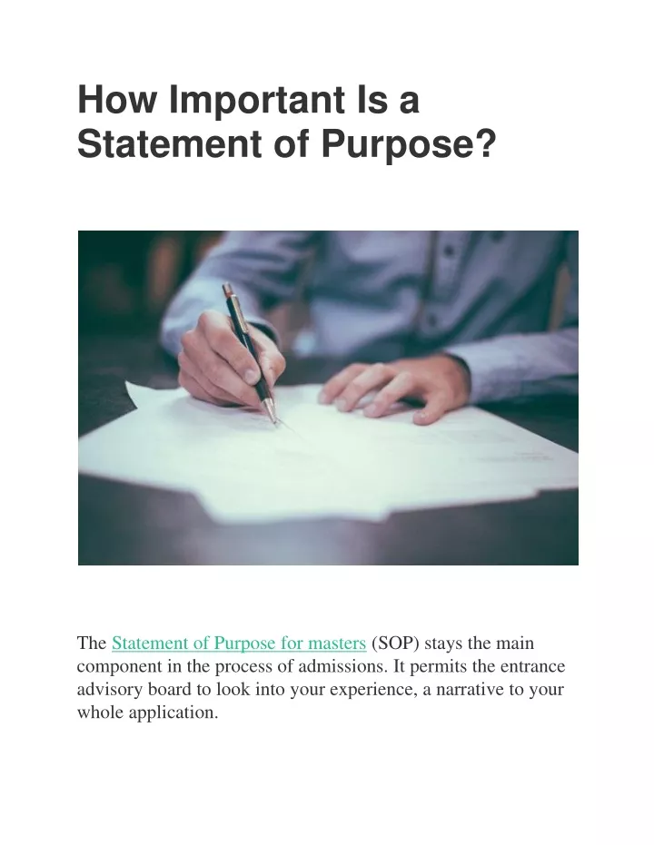 how important is a statement of purpose