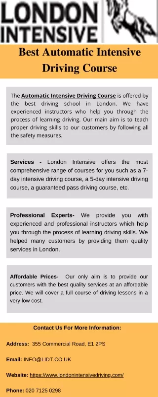 Best Automatic Intensive Driving Course
