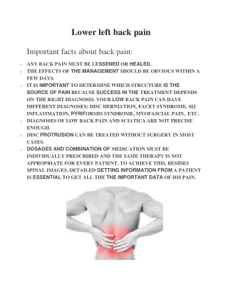 lower left back pain important facts about back