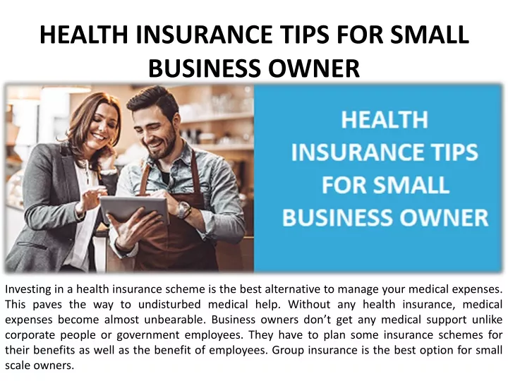 health insurance tips for small business owner