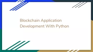 Blockchain App Dev With Python