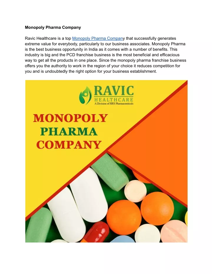 monopoly pharma company
