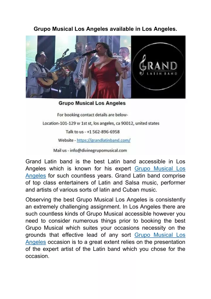 grupo musical los angeles available in los angeles