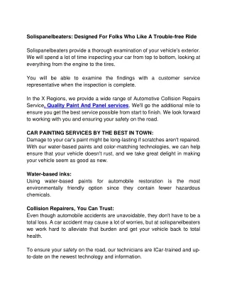 solispanelbeaters designed for folks who like