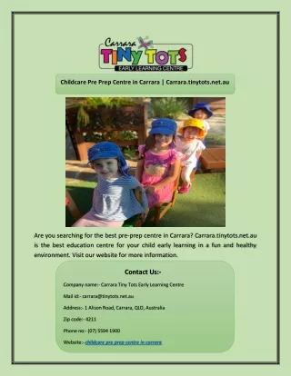 Childcare Pre Prep Centre in Carrara | Carrara.tinytots.net.au
