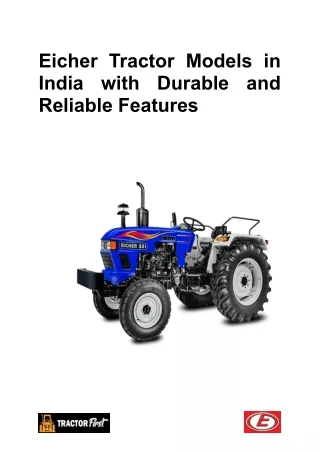 eicher tractor models in india with durable