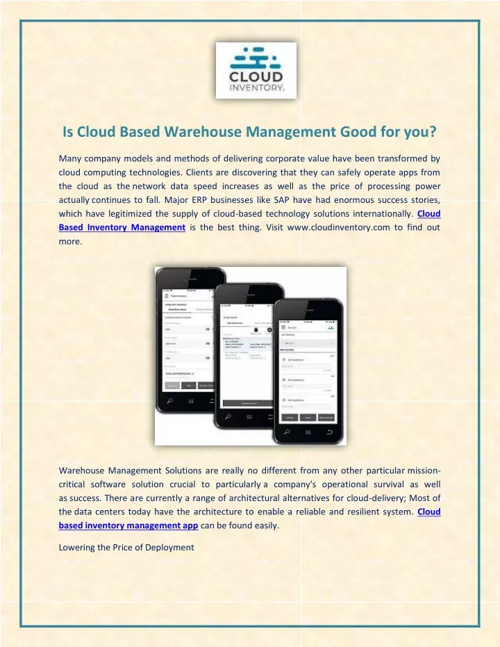 is cloud based warehouse management good for you