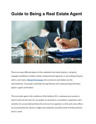 Guide to Being a Real Estate Agent