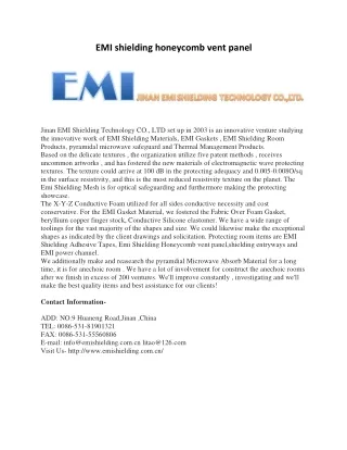 emi shielding honeycomb vent panel
