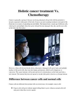 Holistic cancer treatment Vs. Chemotherapy