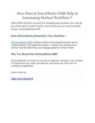 how does eclinicalworks emr help in automating